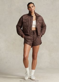 vízlepergető vágott steppelt kabát 2680483203 nők Ralph Lauren csokoládébarna