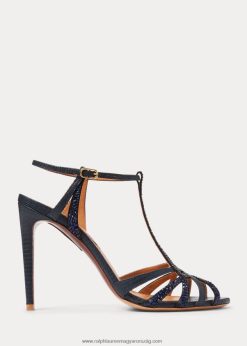 Wells díszítésű velúr és bőr szandál 2680489665 nők Ralph Lauren tengeri haditengerészet