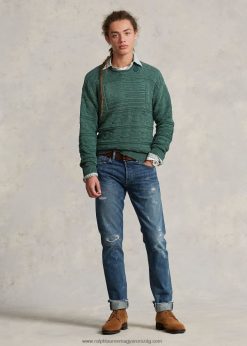 zászlós pamut nyakú pulóver 268048129 férfiak Ralph Lauren új erdei hanga