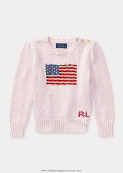 zászlós pamut nyakú pulóver 2680486795 gyerekek Ralph Lauren akác rózsaszín