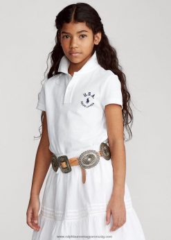 zászlós pamuthálós pólóing 2680487022 gyerekek Ralph Lauren fehér