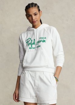 zsugorított fazonú, hímzett logós kapucnis pulcsi 2680482970 nők Ralph Lauren fehér