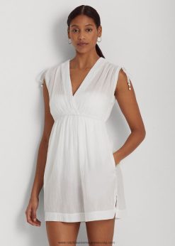 zúzott pamut ujjatlan takaró 2680489454 nők Ralph Lauren fehér